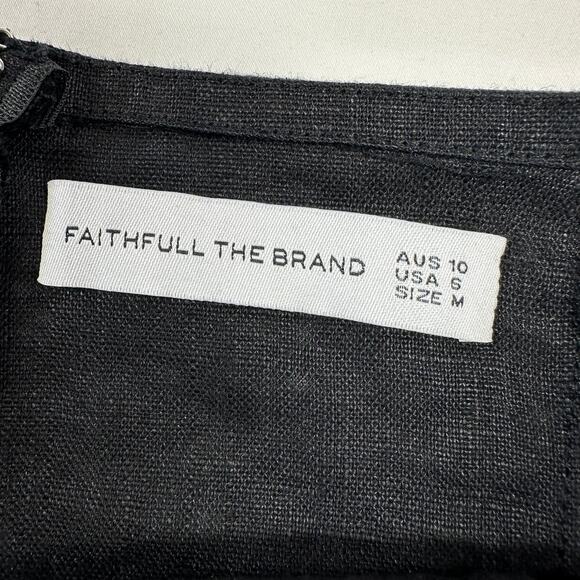 Faithfull the Brand Pants Womens 6 Black Linen Wide Leg Ottavio High Rise Zip Up - Picture 5 of 13
